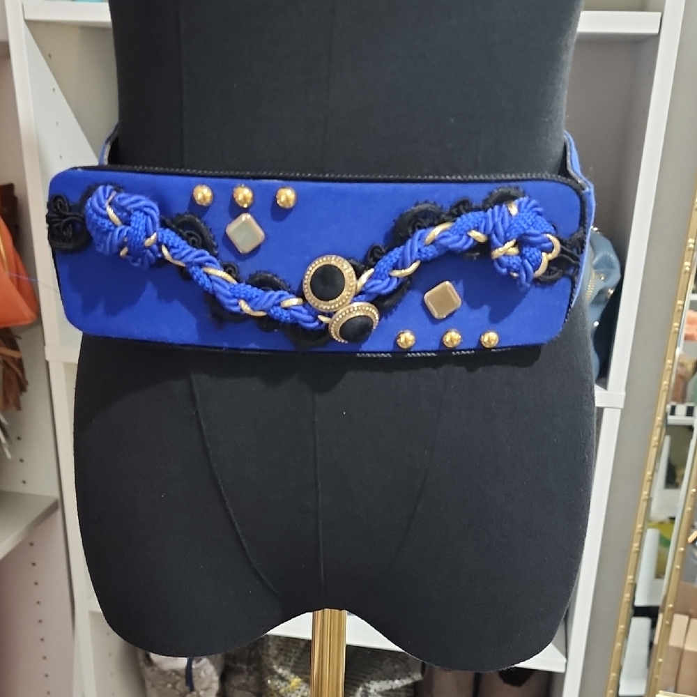 Vintage Blue Embellished Belt